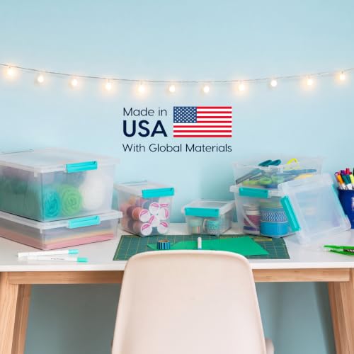 IRIS USA Storage Bins with Lids |Made in USA| 12 Qt - (4-Pack) - Clear - color: Clear/Seafoam Blue, size: 12 Qt. - 4 Pack