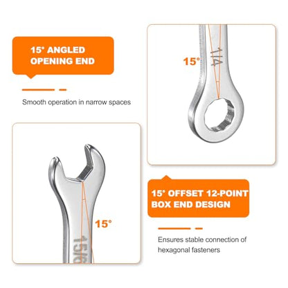 HARFINGTON 1/4" Thin Combination Wrench Stainless Steel Spanner - size: 1/4"