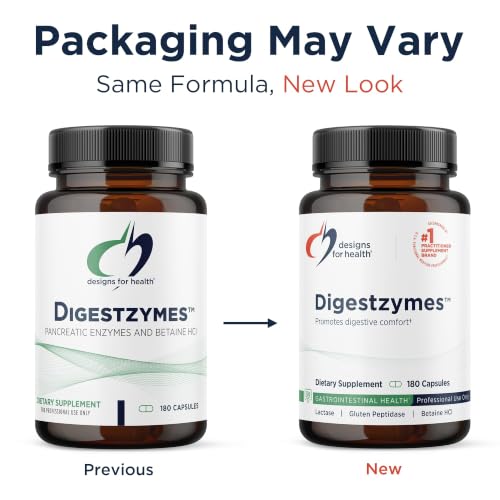 Designs for Health Digestzymes, Gas & Bloating Relief, 180 Capsules - size: 180 Count (Pack of 1)