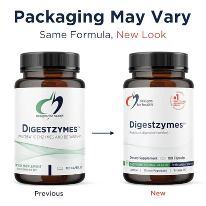 Designs for Health Digestzymes, Gas & Bloating Relief, 180 Capsules - size: 180 Count (Pack of 1)