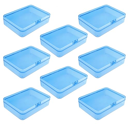 Goodma 8 Pieces Rectangular Plastic Storage Boxes, Blue, 4.5x3.3x1.1 inch - color: Blue, size: 4.5 x 3.3 x 1.1 in