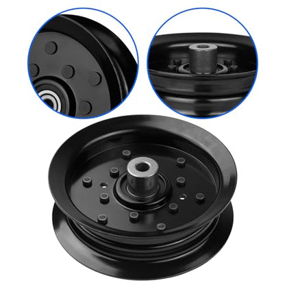 UP2WIN Flat Idler Pulley Bearing Compatible with Craftsman Husq A riens Sears Pou LAN Riding Lawn Mower Tractor with 42" 46" 48" 54” Deck, Replace 197379, 196106, 2 Pack - size: 197379_2pc