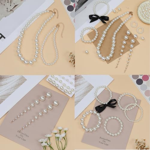 Hudinsun 1200 Pcs Pearl Beads for Jewelry Making, 5 Size Round Pearls for Bracelets Making Kit Small Pearl Filler Beads with Hole for DIY Craft Necklace Earrings - size: 4mm, 6mm, 8mm, 10mm, 12mm