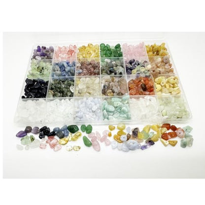 Yephac Gemstone Chips Beads DIY Jewelry Making, Healing Crystals Polishing Crushed Irregular Shaped Beads with Box(24 Colors-1) - color: 24 colors-1