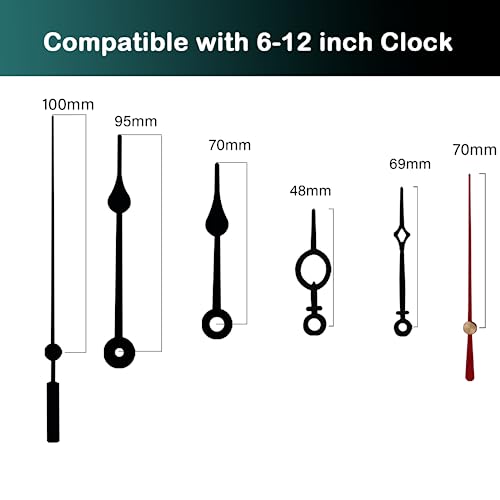 Long Shaft Silent Clock Mechanism Replacement Kit, 32 mm Total Shaft - color: Black