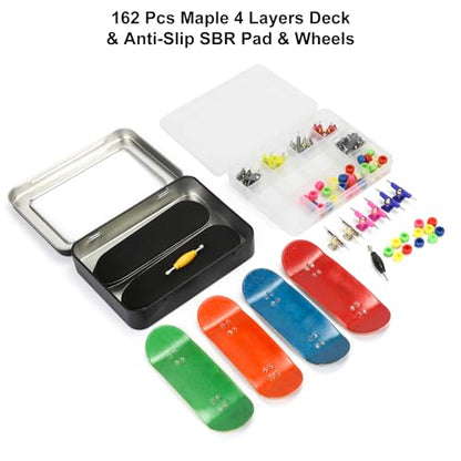 162PCS Finger Skateboard DIY Set,- Includes Premium Multicolour Wooden Fingerboard Deck,Tape Prolific Foam Tape & Multicolour Wheels, The Classic - 34mm x 96mm - Pre-Drilled Holes Size - color: 162pcs Finger Skateboard Diy Set