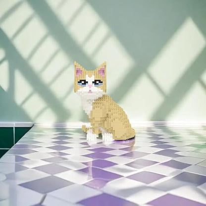 Larcele 924 Pcs Golden Shorthair Cat Pet Micro Blocks Gift Kids 8+ KLJM-05 - style: Golden Shorthair