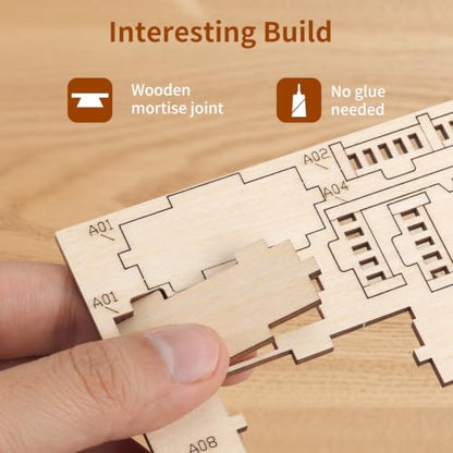 3D Wooden Puzzles for Adults, Villa Model Kit, DIY Building Puzzle - color: Original Wood Color-two Layers