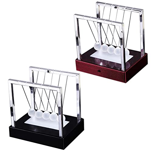 Newtons Pendulum, Newtons Balance Swing Ball, LED Light Up Newtons Pendulum Balls, Desk Office and Home Science Education Decoration (A)