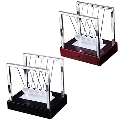 Newtons Pendulum, Newtons Balance Swing Ball, LED Light Up Newtons Pendulum Balls, Desk Office and Home Science Education Decoration (A)