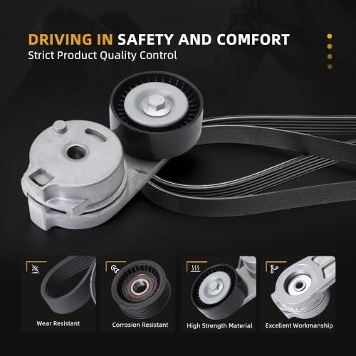 Serpentine Belt Tensioner Idler Pulley Kit #38323 38082 90K-38323D - size: 2005-2010 for 300/Charger/Challenger