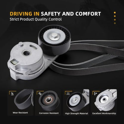Serpentine Belt Tensioner Idler Pulley Kit #38323 38082 90K-38323D - size: 2005-2010 for 300/Charger/Challenger