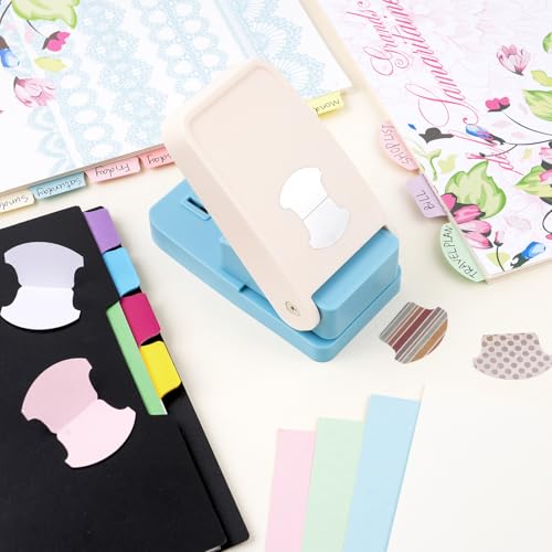 Tab Punch, Tab Puncher for Paper Crafts, DIY Index Tabs Puncher Loose Leaf Separator Label Punches for Planner Inserts, Bible Tabs, Journaling DIY Scrapbooking Notebook Handmade Craft Project - color: 1.5" Round Tab Punch