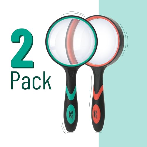 Mr. Pen- Magnifying Glass, 2 Pack, 10X Magnifier, 75mm Glass Lens - color: Red & Green, size: 10X Magnifier