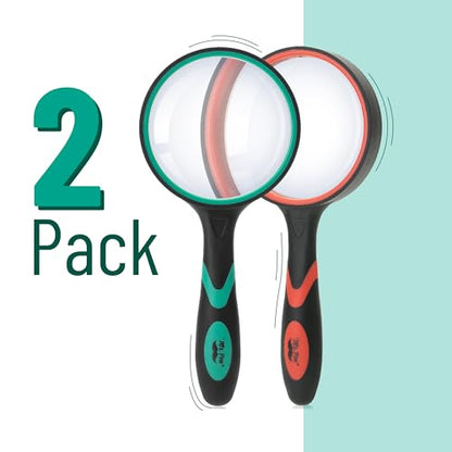 Mr. Pen- Magnifying Glass, 2 Pack, 10X Magnifier, 75mm Glass Lens - color: Red & Green, size: 10X Magnifier