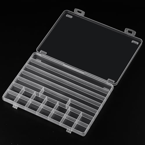 SUTOKAKA 1Pc 21 Grids Plastic Jewelry Organizer Necklace Storage Box Small Compartments Bead Container for DIY Nail Crafts Beading Art Supplies - size: 21