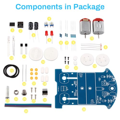 MiOYOOW 2 Pack Line Following Robot Car Kit, Beginners Smart Car Soldering Practice Kit STEM Educational Electronics Soldering Projects for School and Home Learning - color: 2 Pack-soldering Tracking Car(dc Motor)