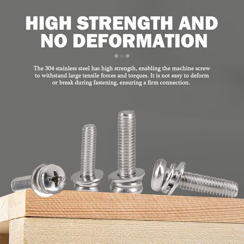 920Pcs Machine Screws Nuts and Bolts Assortment Kit,M3×（6mm，10mm，16mm，20mm） Phillips Pan Head Assorted 304 Stainless Steel Bolts, Nuts, Flat washers, and Spring washers - size: 3 mm, style: Round head machine screw