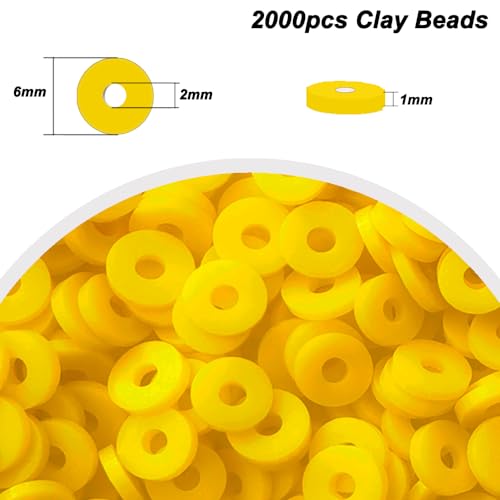 Yellow Clay Beads for Bracelets Jewelry Making - color: Yellow Clay Beads
