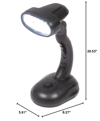 Set of 2 LED Black Desk Reading Lamp and Portable Study Lamp with 12 Led Bulbs and Bright Study Lamp for Work Station Illumination & Emergency Situations and Battery Operated Reading Lights - color: Black