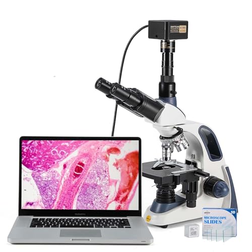 Swift Compound Trinocular Microscope SW380T, 40X-2500X Magnification,Siedentopf Head, Two-Layer Mechanical Stage, with Swiftcam 20 Megapixel Camera and 100 PCS Blank Slides and Cover Slips - size: SW380T+swiftcam20MP（3.0 USB）