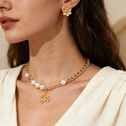 Heiolox 60PCS Four-Pointed Star Charms Alloy Charms Star Bead Frames for DIY Necklace Bracelet Earring Beads Jewelry Making
