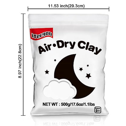 ifergoo 500g White Air Dry Clay, 1.1LBS DIY Creative Modeling Clay for Kids - color: White/500g