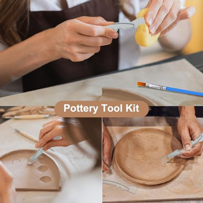 Roaxkois Pottery Wheel for Kids – Complete DIY Arts & Crafts Painting Kit with Air Dry Clay, Paints, Tools, Apron & Stickers – Creative Gift for Girls & Boys Ages 6 7 8 9 10 11 12+