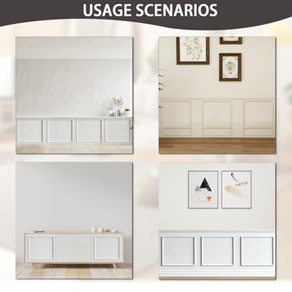 Lunghaa 3-Frame 24" x 24" Premade Accent Wall Molding Kit, Ready-to-Assemble Wainscoting Panels, Pre-Cut Chair Rail Moulding Trim Picture Frame for Home Décor - size: 3-Frame, 24"W x 24"H