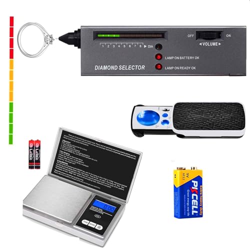 Diamond Tester,Jewelry Diamond Tester Pen+200g/0.01g Mini Jewelry Scale＋60X Mini LED Magnifying, Professional Diamond Selector for Novice and Expert,Thermal Conductivity Meter(Diamond Tester +) - color: Diamond Tester +
