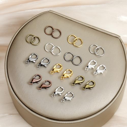 Lobster Claw Clasps and Open Jump Rings Set, 6 Colors Lobster Clasps for Jewelry Making, Keychains and Bracelet - size: 8mm, 12mm