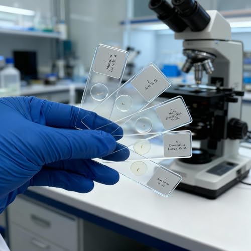 10 Prepared Whole Microscope Slides Set