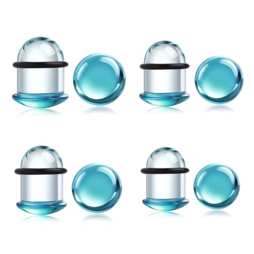 GEMQUEEN 24 Pcs 0.5mm Increments Glass Ear Stretching Kit Hypoallergenic - color: Blue, size: 13mm-16mm | 8pcs