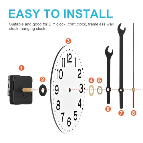Wall Clock Mechanism Replacement, Wrench Hands and Motor Kit, Long Shaft Quartz Movements for Thick Dials, Battery Operated DIY Parts for Clock Making, Thread Length 19 mm (3/4 in) - color: Black 2