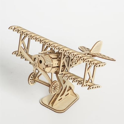3D Wooden Puzzles Aircraft Vintage Airplane Model DIY Science Kit Birthday for Adults & Teens to Build Combination - style: Airplane