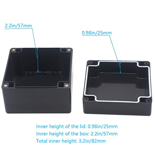 Junction Box, Zulkit Project Box IP65 Waterproof Outdoor Box ABS Plastic Electrical Boxes Electronic Enclosure Black4.7 x 4.7 x 3.5 inch(120 x 120 x 90 mm)(Pack of 2) - size: 4.7" x 4.7" x 3.5"(Pack of 2)
