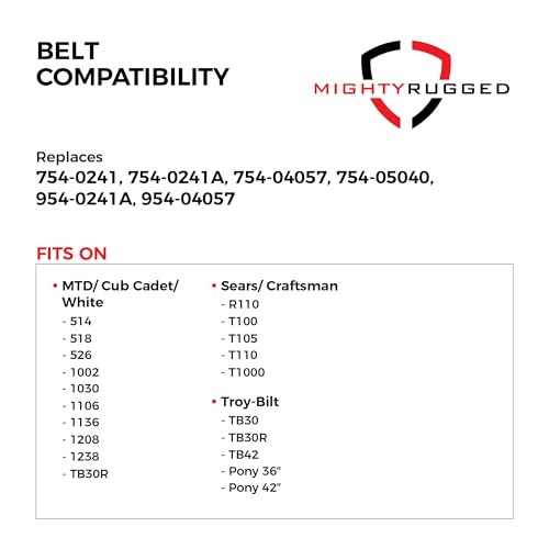 954-05040, 954-0241A Deck/Upper Drive Belt Replacement for Cub Cadet, Length 35.5", Heavy-Duty, Durable, Aramid Cord Belt Replaces 754-05040 for Troy Bilt Craftsman R110, T1000, TB30, LT4200, TB30R - size: 35.5" x 5/8"