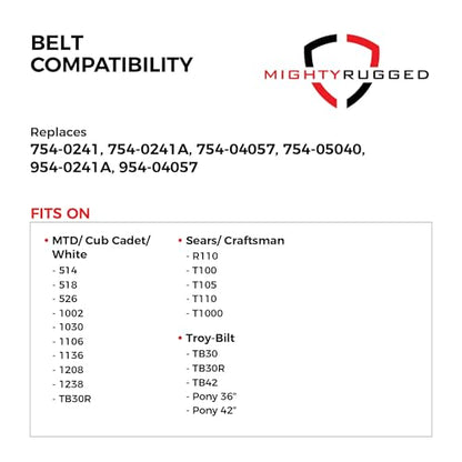 954-05040, 954-0241A Deck/Upper Drive Belt Replacement for Cub Cadet, Length 35.5", Heavy-Duty, Durable, Aramid Cord Belt Replaces 754-05040 for Troy Bilt Craftsman R110, T1000, TB30, LT4200, TB30R - size: 35.5" x 5/8"
