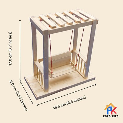 POPSI KITS Summer Craft Kit – Popsicle Stick Swing DIY Model with 100+ Pre-Cut Pieces – Fun Screen-Free Building Activity – [Everything Included]