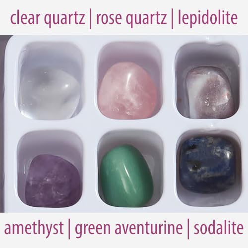 Crystal Collection Healing Stones Set Pocket-Size with Quartz, Lepidolite, Amethyst, Green Aventurine, Set of 12 - color: Healing