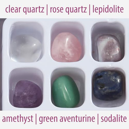 Crystal Collection Healing Stones Set Pocket-Size with Quartz, Lepidolite, Amethyst, Green Aventurine, Set of 12 - color: Healing
