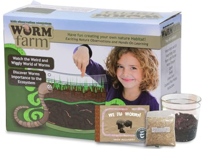 Worm Farm for Kids Kit with 20 Live Worms, Food, Book, All-in-One Bundle - style: Farm+Live Worms+Book+Food