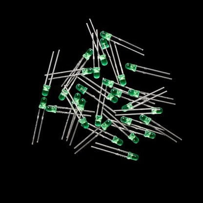 100PCS 3mm Green Diffused LED Diodes, Through-Hole Indicator Lights - color: GREEN, size: 3MM