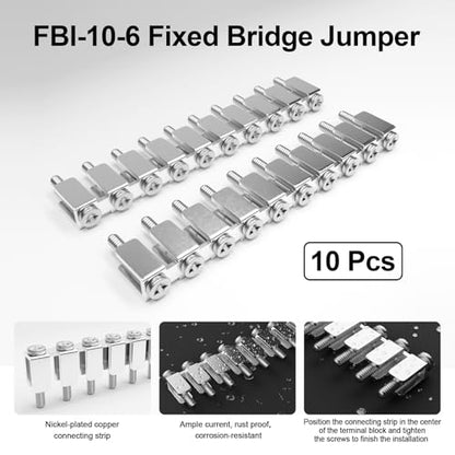 10Pcs Fixed Bridge Jumper, FBI-10-6 Fixed Bridge Connectors,10 Pole - color: Silver, size: 10 Pcs