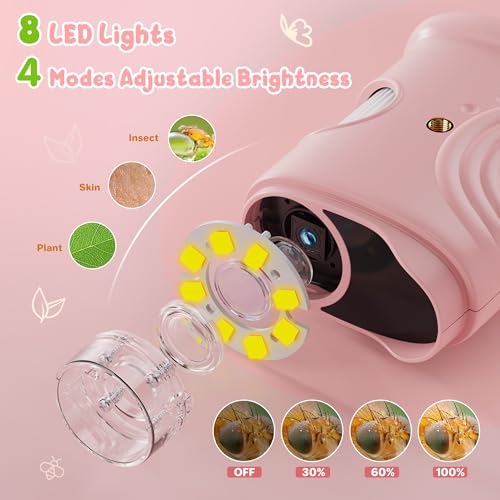 1000X Handheld Digital Microscope for Kids: Pocket Microscope with 2.0" IPS Screen - STEM Toys Birthday Gifts for Girls Boys - Portable Edu Science Kits Toddler Age 3-6 6-12 Pink - color: Pink