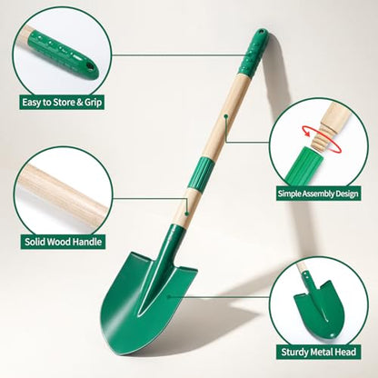 CUTE STONE Kids Gardening Set with Wheelbarrow, Kids Shovel and Rake Set - style: Dual-length
