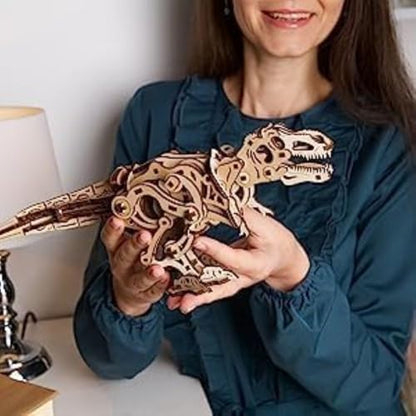 UGEARS Tyrannosaurus Rex, 3D Puzzle, 5.8-inch Height, Rex Dinosaur Puzzle Kit Mechanical Models, Automaton Kit, Brain Teaser - style: Tyrannosaurus Rex