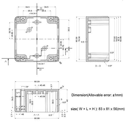 LeMotech Junction Box IP65 Waterproof Project Box Dustproof ABS Plastic Electrical Boxes Universal Enclosure for Electronic Black 3.29x 3.19x 2.2 inch (83 x 81 x 56mm)(Pack of 1) - color: Black (1 pack), size: 3.27" x 3.19" x 2.2"