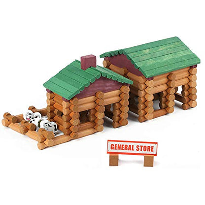 Wondertoys 170 Pieces Wood Logs Set Ages 3+, Classic Building Log Toys for Boy, Creative Construction Engineering Educational Gifts - style: 170 PCS