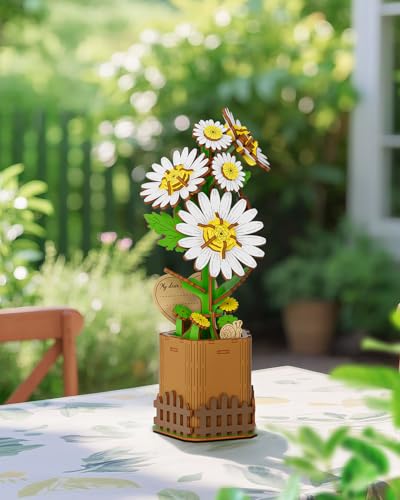 Kaayee 3D Wooden Flower Puzzles Daisy, Wood Flowers Craft for Adults - color: Daisy
